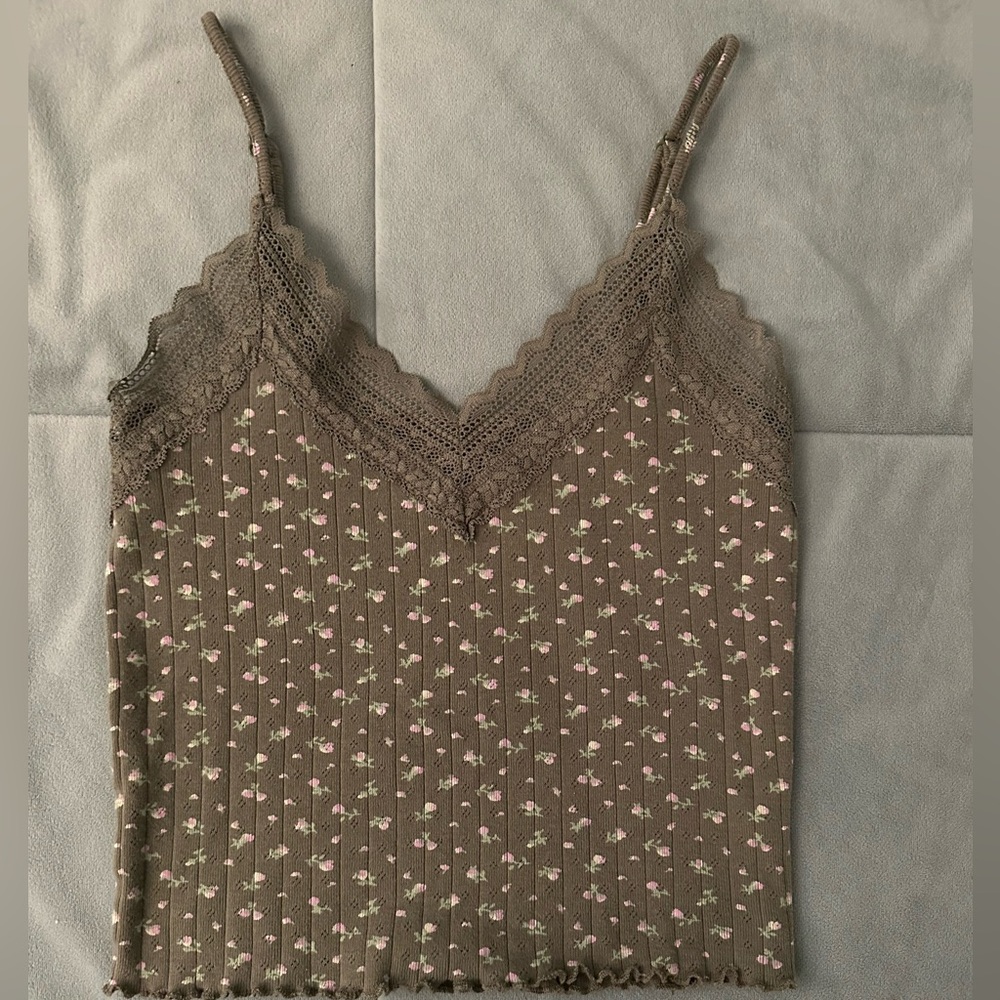 AE lace-lined floral tank